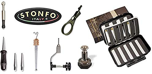 Stonfo Kit Pesca Mosca 6 Herramientas Montaje Deluxe + Caja Moscas Estanca