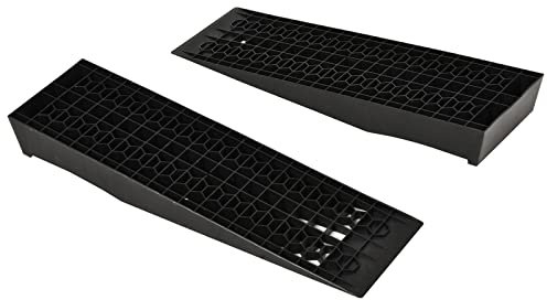 HOMCOM 2-teiliges Set Auffahrrampe Schwellenrampe Bordsteinrampe Gummirampen 3T PP Schwarz 70 x 19,5 x 7,8 cm