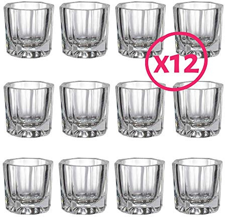 (12 Pack) Clear Glass Dappen Dish | Glass Dappen Dish For Acrylic Nails | For Eyebrow Tint Mixing Dish Cup | Small Liquid Glass Bowl To Hold Liquid, Paste, Mixture For Any Salon, Spa, Esthetician