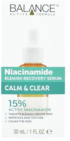 Balance Active Formula Niacinamide Blemish Recovery Serum - 15% Niacinamide für ReineHaut, Reduzierung von Hautunreinheiten, Leicht und Nicht Klebend, für ein verfeinertes Hautbild