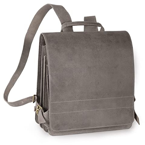 Jahn-Tasche - Sehr Großer Lederrucksack/Lehrer-Rucksack Größe XL aus Büffel-Leder, Grau, Modell 670-n