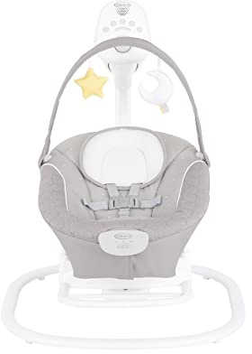Graco - SoftSway™ Sdraietta elettrica smart silenziosa 2 in 1, con sedile multidirezionale, da zero a circa 6 mesi (0-9 kg), colore Starlight