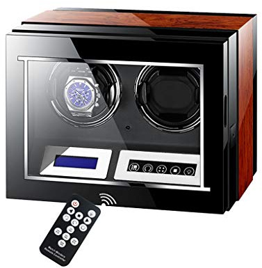 LSRRYD Caja giratoria para Relojes automatico Pantalla Táctil LCD para 2 Relojes, con 2 Motor silencioso japonés, iluminación LED incorporada, con Control Remoto