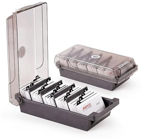 Nicoone Visitenkartenbox,500 Karten Kapazität Visitenkarten Aufbewahrungs Box mit A-Z Index-Registerkarten,Desk Visitenkarten Box Organizer Halter mit 8 Trennwand