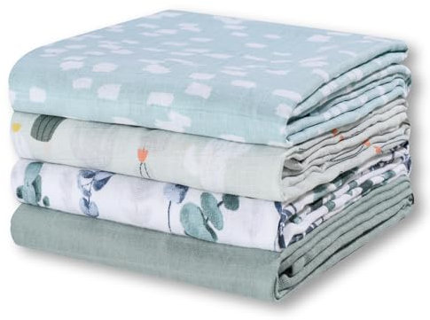 Little Grape Land Baby Pucktuch, Mulltuch 120 x 120cm3er Set,Mullwindeln Babydecken für Junge und Mädchen (Green, 120cm*120cm)