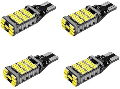 Sylvil 4 PCS LED Reverse Lights, T15 4014 45SMD Back Up Light Turn Signal Bulb, 6500K Super Bright Stop Light Bulbs Brake Lights for Cars Trucks RVs, Universal Car Accessories (White)