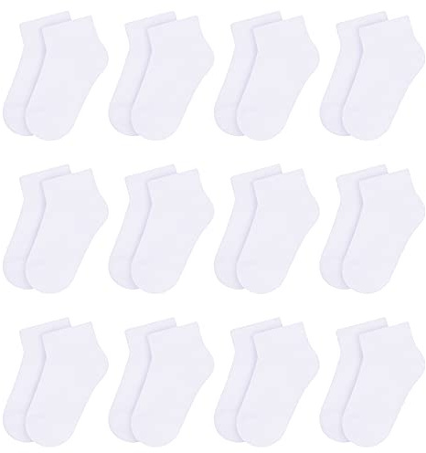 Libella 12 paia Calzini per Bambina Senza Cuciture e a Righe Calzini per Bambini Calzini da Sneaker Bianco 2863 23-26
