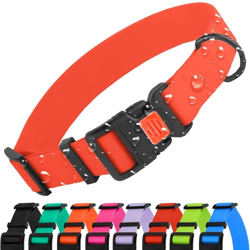 CollarDirect Collare impermeabile per cani regolabile – in silicone e plastica, resistente agli odori, facile da pulire, chiusura di sicurezza – per cani di piccola, media e grande taglia (Rosso, L