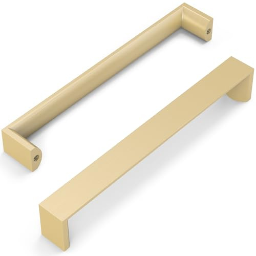 FURNIWARE Confezione da 10 maniglie per armadio in stile quadrato classico ed elegante, in ottone e alluminio, 160 mm, distanza tra i fori di 6,3 pollici, per cucina, bagno, camera da letto, ufficio