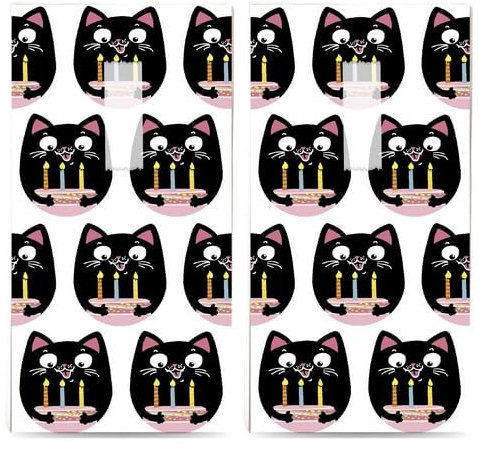 20 einzelne Taschentücher Tiermotive Katze mit Kuchen. 2 Packungen mit 10 einzelnen Papiertaschentücher bedruckt als Geschenk.