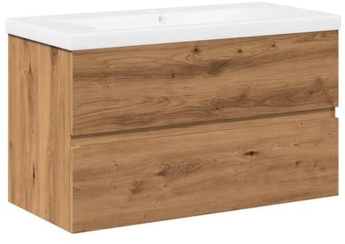vidaXL Badrumsskåp med inbyggt handfat artisian ek, badrum handfat skåp, badrum fåfänga enhet