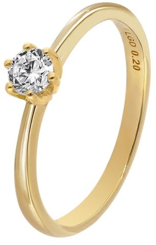 GLIZZ Damenring mit Lab Grown Diamant 0,20 ct. Gold 333 Brillantring GL8664-54 Ringgröße 54/17,2