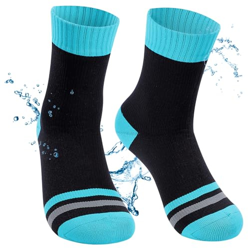 BBXWANG Unisex Waterproof Socks, Breathable Mid Calf Waterproof Running Socks, Stretchy Mens Socks for Hiking, Cycling