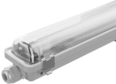 Ledvion - 1 pieza, pantalla estanca, 60cm, IP65, 9W, 100 lm/W, Blanco frío, 6500K, lámpara de techo para garaje, de bodega, tubo led, almacén