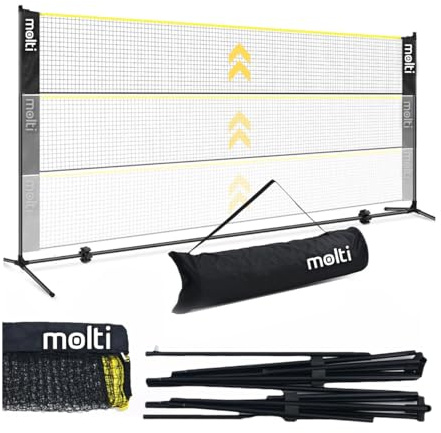 molti 3 m badmintonnät volleybollnät tennisnät fjäderbollnät höjdjusterbar bärbar sportnät 3-i-1 set för tennis beachvolleyboll för trädgårdspark, inomhus och utomhus