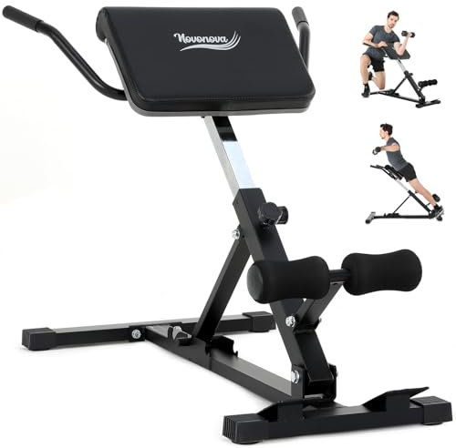 Novonova Hyperextension Rückentrainer klappbar, Bauchtrainer für zuhause mit verstellbarer Rückenlehne, Rückenstrecker Gerät für Rückenmuskeln, Bauchmuskeln, Rückentrainer für Zuhause