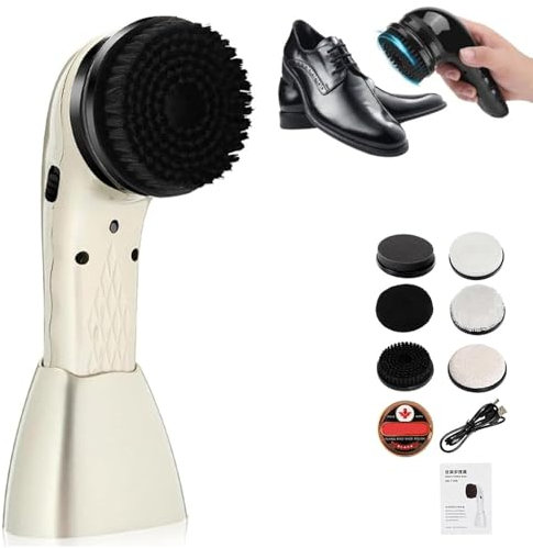 Spazzola Elettrica Per La Pulizia Delle Scarpe, Lucidascarpe Manuale Con 6 Teste Di Spazzola Sostituibili E Base, Potente Funzionamento a Basso Rumore, Fornisce Un'incredibile Potenza Di Pulizia