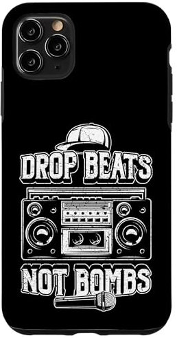 Drop Beats Not Bombs Boombox anti-guerra Hip Hop Ghetto Blaster Custodia per iPhone 11 Pro Max