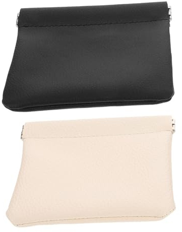 BESTYASH 2pcs Jewelry Travel Pouch for Women Small Pu Leather Coin Purse Squeeze Top Snap Closure Travel Jewelry Organizer Bag
