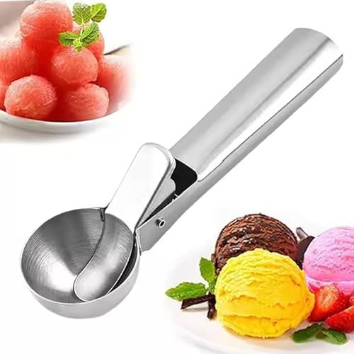 Paletta per Gelato in Acciaio Inox,Cucchiaio per gelato, Porzionatore per, ideale per gelato, melone, polpette di carne, purè di patate o palline di melone