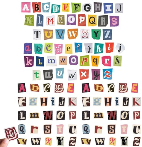 104pcs Retro Stickers - Self Adhesive Alphabet Letter Stickers for Scrapbooking & Stamping Supplies, Mini Stickers for Travel Scrapbook, DIY Initial Letters, Cool Stickers for Journals (104pcs-1)