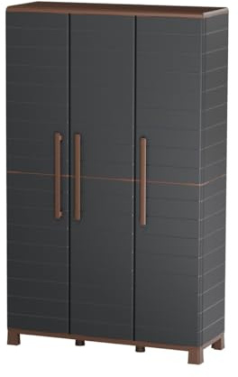 Art Plast Armoire Porte-Bidet Anthracite 3 Portes 3 étagères réglables 102 x 37 x 169 cm - Armoire de Rangement pour Garage