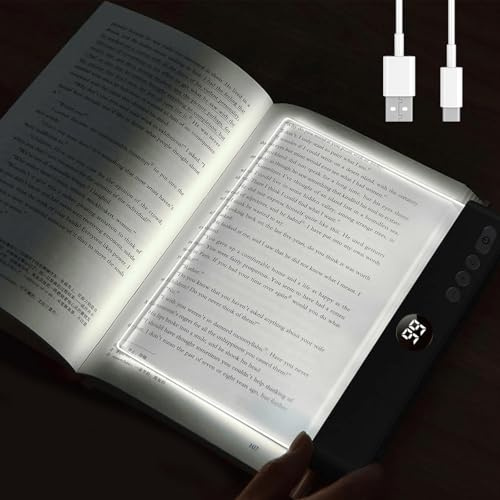 Leselampe, Smart LED Book Light, Leselampe Buch mit 3 Farben und Timer, Tragbare Flaches Buchlicht , Augenschutz Leselicht Buch Buchseite Licht, LED Buchlampe Zum Lesen Im Bett Bei Nacht(Schwarz)