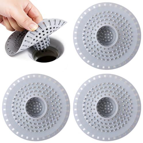 Pyralidsg 3 Pezzi Raccogli Capelli Doccia, Filtro Doccia Capelli in Silicone, Filtro per Capellio Protezione Scarico con Fondo Rialzato, Filtros per Lavello per Bagno, Vasca da Bagno, Cucina