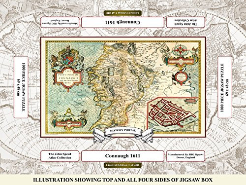 History Portal Limited Edition 1000 Piece Jigsaw Puzzle - Map of the Province of Connaugh, Ireland 1611 by John Speed