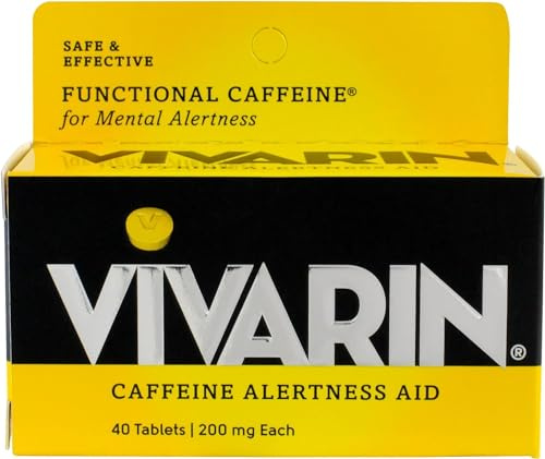 Vivarin, Caffeine Alertness Aid, 200mg, Tablets - 40 Tablets, Pack of 2