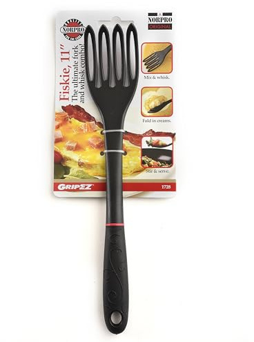 Norpro 1728 Grip-EZ Fiskie, 11 Inch, The Ultimate Fork-and-Whisk Combo, One Size, Black