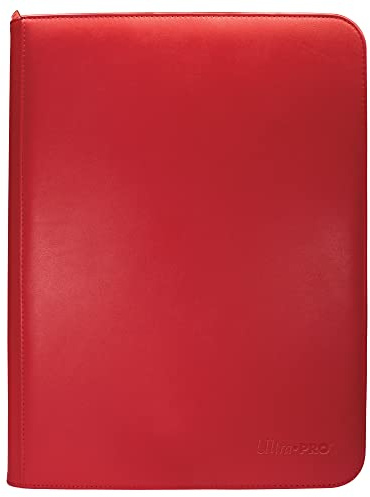 Ultra PRO - Vivid 9-Pocket Reißverschluss PRO-Binder: (rot) – Schützt bis zu 360 Sammelkarten, Sportkarten oder wertvolle Spielkarten, ultimativer Kartenschutz