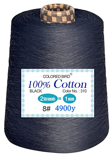colored bird Size 8 Crochet Thread,Cotton Yarn,500g per Cone， Black