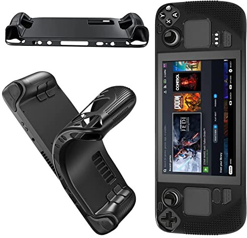 DLseego Custodia Protettiva per Valve Steam Deck, Cover in Silicone Antiurto, Antiscivolo, Anti-collisione, Compatibile con Valve Steam Deck Console 2021, Nero