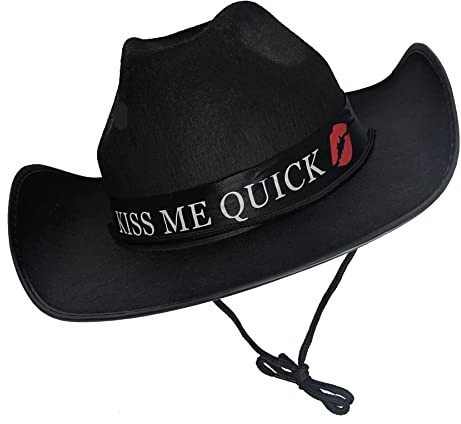 The Dragons Den Adults Kiss Me Quick Hat Blackpool Great British Seaside Novelty Cowboy Hat [One Size - Black]