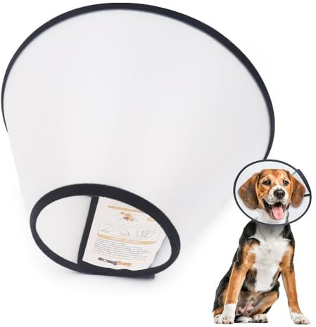 Comfpet Schutzkragen Hund, Antibellhalsband und Kegel für Hunde nach der Operation Verstellbarer das Beißen, Halskrause Hund & Katze 40cm, M