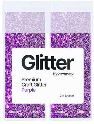 Hemway Craft Glitter Shaker Purple 130g x2 Pack Chunky | for Resin & Epoxy Crafts, Christmas Art Supplies, Nail, Body, Face, Eye, Festival, Crafting, Slime, Sparkle