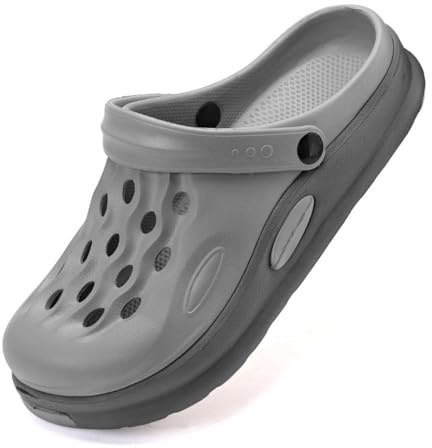 BYWXW Zuecos Hombre Sandalias de Playa, con Soporte del Arco Cordones Ajustables para Respirable Ligeros, Zapatos de Jardin Verano Antideslizante Zapatillas de Piscina(Size:EU 45,Color:Gris)