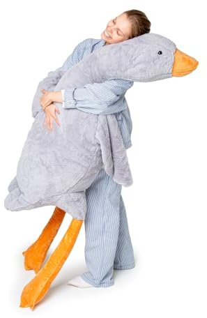 MKS Weiches Plüsch Ente Kuscheltier für Baby, Kleinkind, Kinder, Erwachsene | Riesige Gans Plüschtiere mit maschinenwaschbarem Bezug | Hypoallergener Entenkuschel 190cm