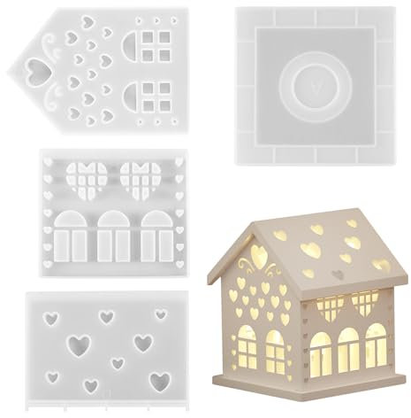 Silikonformen Gießformen Häuser, 3D Silikonform Haus Silikonform Kerzenhalter Gießform Häuser Gips zum Gießen Gießform Kerzenhalter Silikonformen Gießform Giessformen Silikon für Handwerk (G)