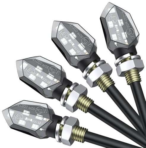 Justech 5LEDs Microblinker 4 Stück Miniblinker LED Blinker Motorrad Tagfahrlicht Universal IP65 Mini Licht Lauflicht 12V Lauflichtblinker Transparentes Gehäuse Motorrad-Blinker Quad Roller E24 ECE