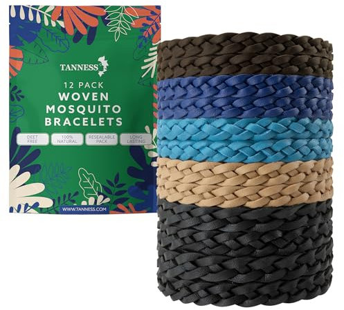 Tanness 12 Pack Mosquito Repellent Bracelet - Non-Toxic Insect Repellent Bands - Deet-Free Bug & Flea Repellent for Humans - Waterproof Travel Essentials for Kids & Adults - 250 Hours Protection