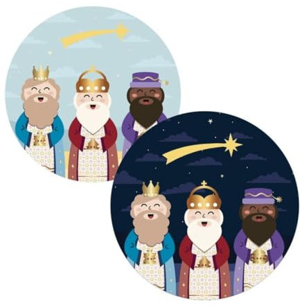 Set 4 Manteles Individuales Reyes Magos - Salvamanteles Antimanchas Reutilizables para Mesa de Cocina o Comedor - Salvamantel Plástico Decoración Navidad 38 x 38 cm