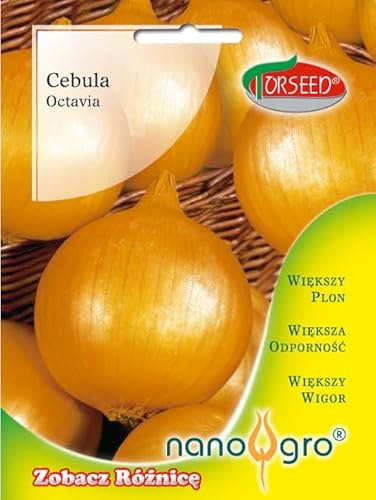 Verdica Octavia - Semi di cipolla Allium cepa, raccolto medio-precoce, alte rese, forma a bulbo costante, rivestimento Nano-GRO per una crescita migliorata, giardinaggio ecologico