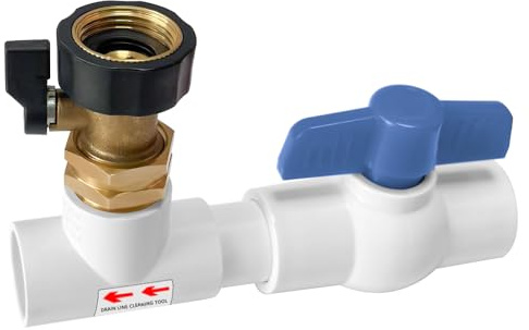 3/4 Thread Garden Pipe Fitting AC Drain Line Cleaner Tool, 3/4 Ball valve AC Drain Line Unclogger, Effectively Unclog condensate water blockages (1 PACK)
