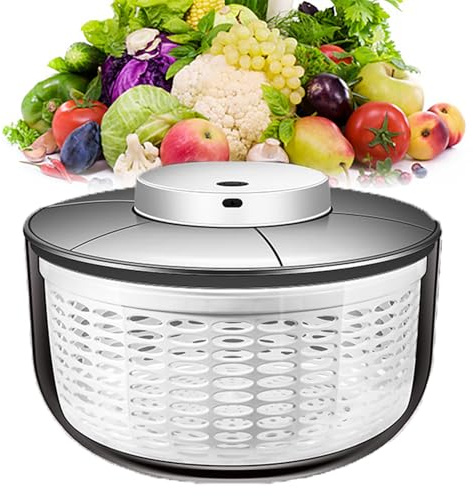 COYEUX Centrifugadora de ensaladas de 6L, Secadora automática Grande de Lechuga, Recargable por USB, para ensaladas, lechugas, Frutas y Verduras.