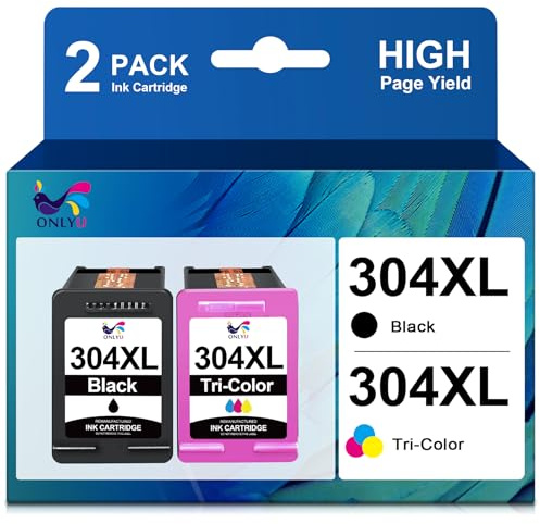 ONLYU 304XL Kompatibel Ersatz für HP 304 Druckerpatronen HP 304 XL Patronen für HP Envy 5030 5032 5010 5050 DeskJet 3750 2630 3760 3762 2600 2620 2622 (1 Schwarz, 1 Farbe)
