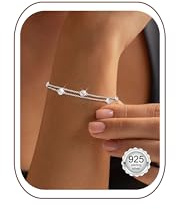 Finrezio Armband Damen Gold Rosegold Silber 925 Plattiert Geschichtet Einstellbar Armband Wasserfest Schmuck Damen Geschenk für Frauen Weihnachten Muttertag Geburtstage Silver