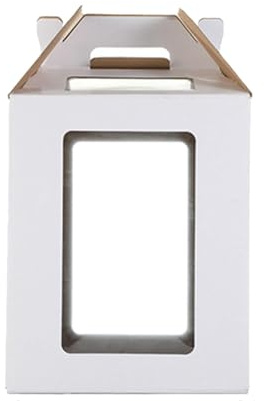 Jiuvaso Scatola per torte alta con finestra, contenitore per alimenti con manico, contenitore per trasporto torte da asporto a più livelli per lauree e, 25.7 Cm X 25.7 Cm X