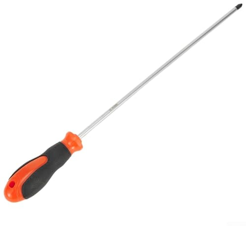 Destornillador extendido de 16.1 pulgadas de largo, herramienta de mano magnética ranurada y cruceta con mango de goma para zonas de difícil acceso, cromo vana(destornillador cruzado)